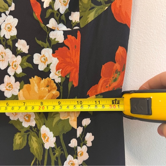 Reformation Nadira Floral Georgette Midi Dress Luisa Black Yellow Tie Straps, 4 - Picture 15 of 16